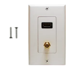 1-Port HDMI   1-Port F-Type Wall Plate Kit Decora White