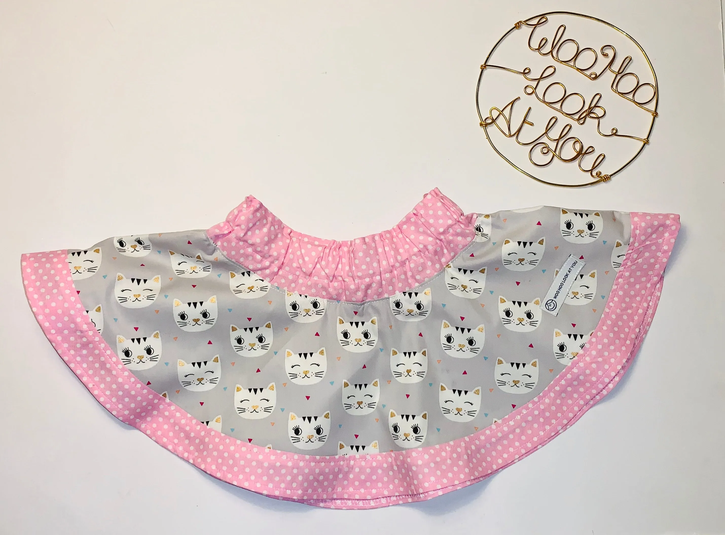 2 Piece Set - Skirt & Slip Ons 2 - Grey Cat & White Polka Dots Two-Toned