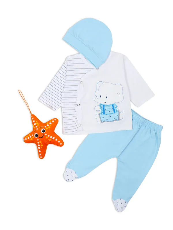 AJ Newborn Baba Suit 0Mth - 3Mth Baby Elephant Light Blue