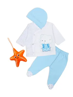 AJ Newborn Baba Suit 0Mth - 3Mth Baby Elephant Light Blue