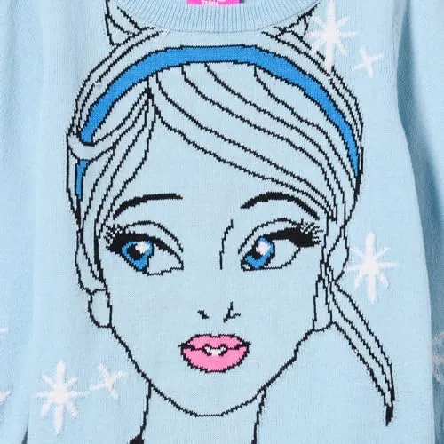 Amazon Essentials Disney | Marvel | Star Wars | Frozen | Princess Girls' Long Sleeve Knitted Pullover Crew Sweaters (Previously Spotted Zebra), Princess Cinderella, X-Small
