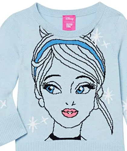 Amazon Essentials Disney | Marvel | Star Wars | Frozen | Princess Girls' Long Sleeve Knitted Pullover Crew Sweaters (Previously Spotted Zebra), Princess Cinderella, X-Small