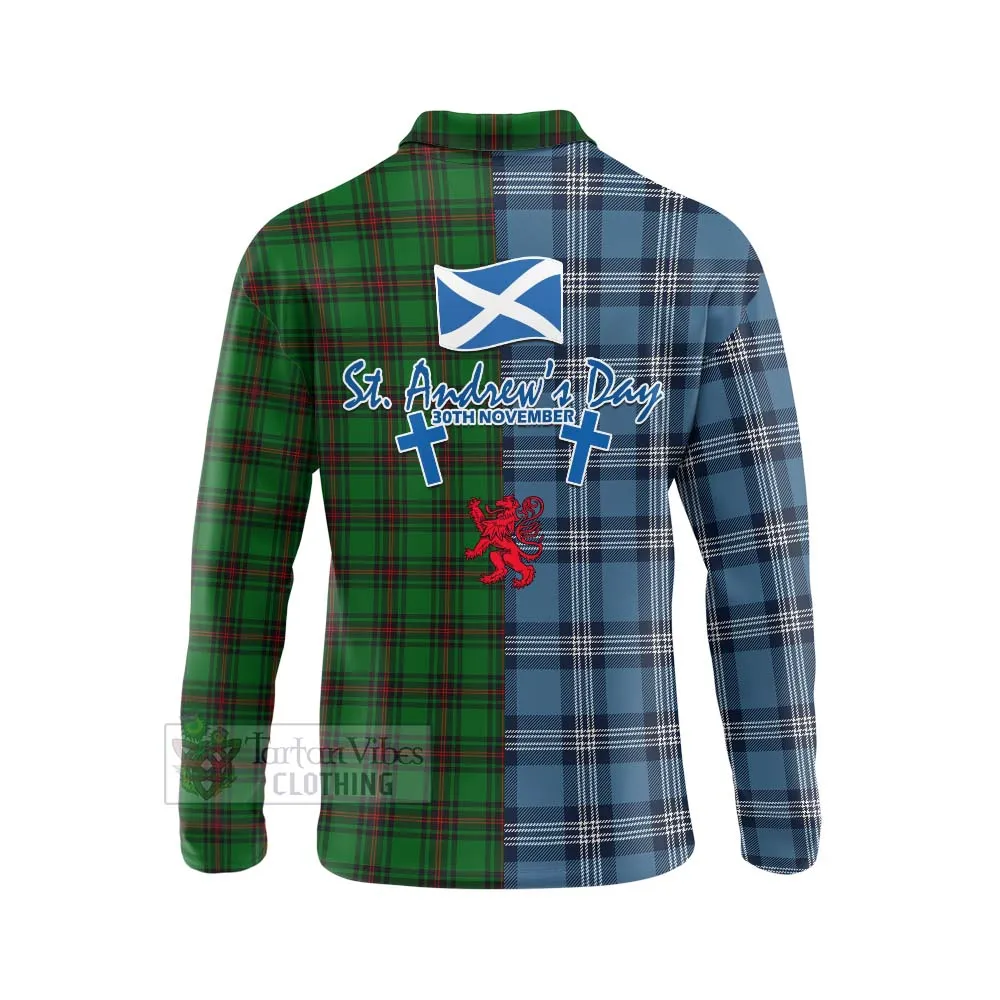 Anstruther Tartan Long Sleeve Polo Shirt Happy St. Andrew's Day Half Tartan Style