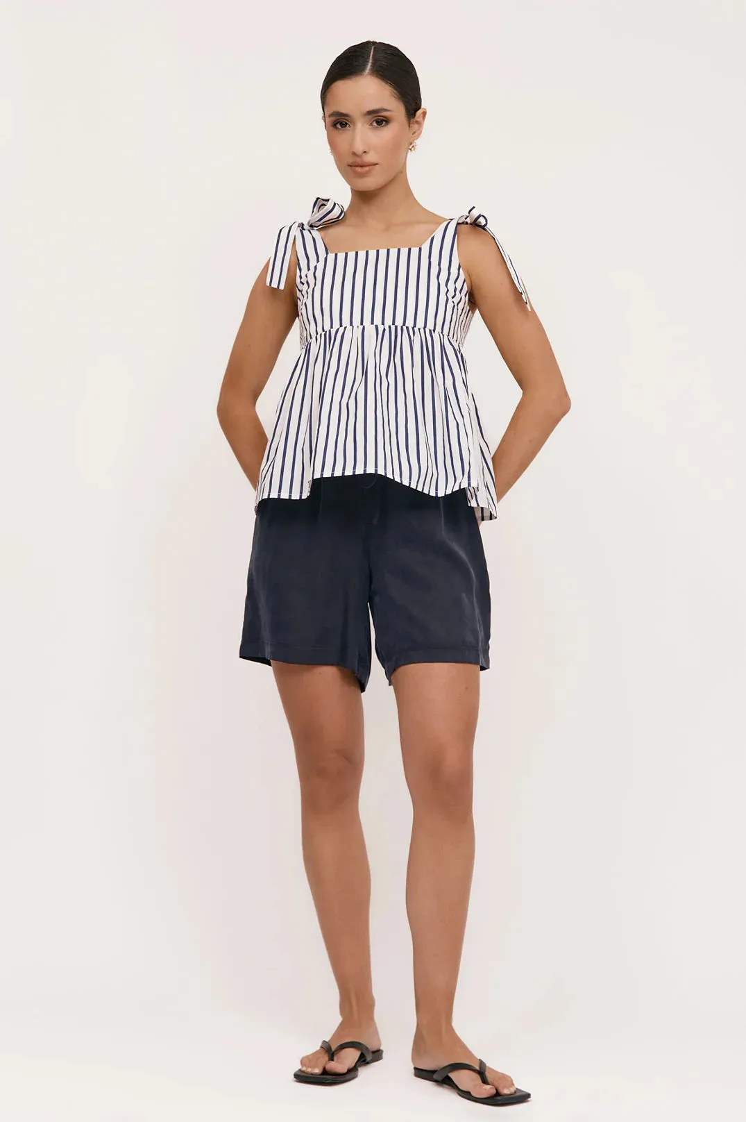 April Cupro Drawstring Short Navy