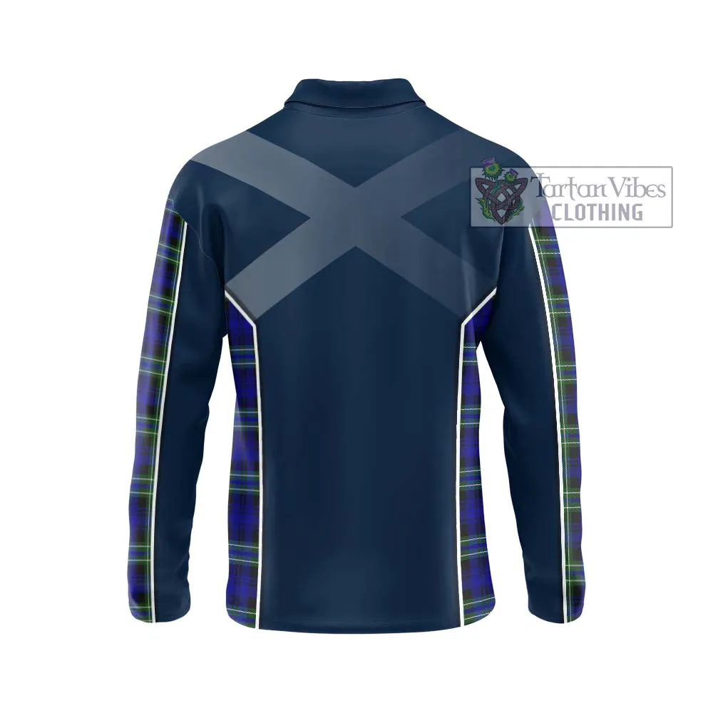 Arbuthnot Modern Tartan Long Sleeve Polo Shirt with Family Crest and Lion Rampant Vibes Sport Style