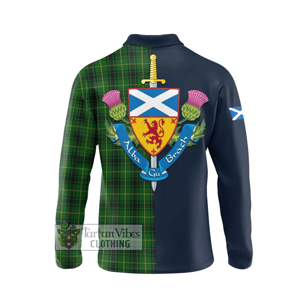 Arthur Tartan Long Sleeve Polo Shirt Alba with Scottish Lion Royal Arm Half Style