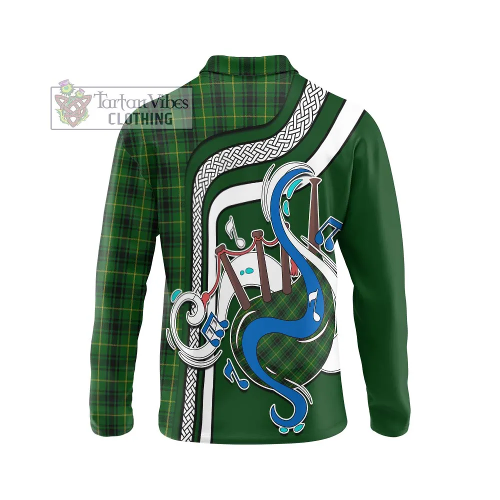 Arthur Tartan Long Sleeve Polo Shirt with Epic Bagpipe Style