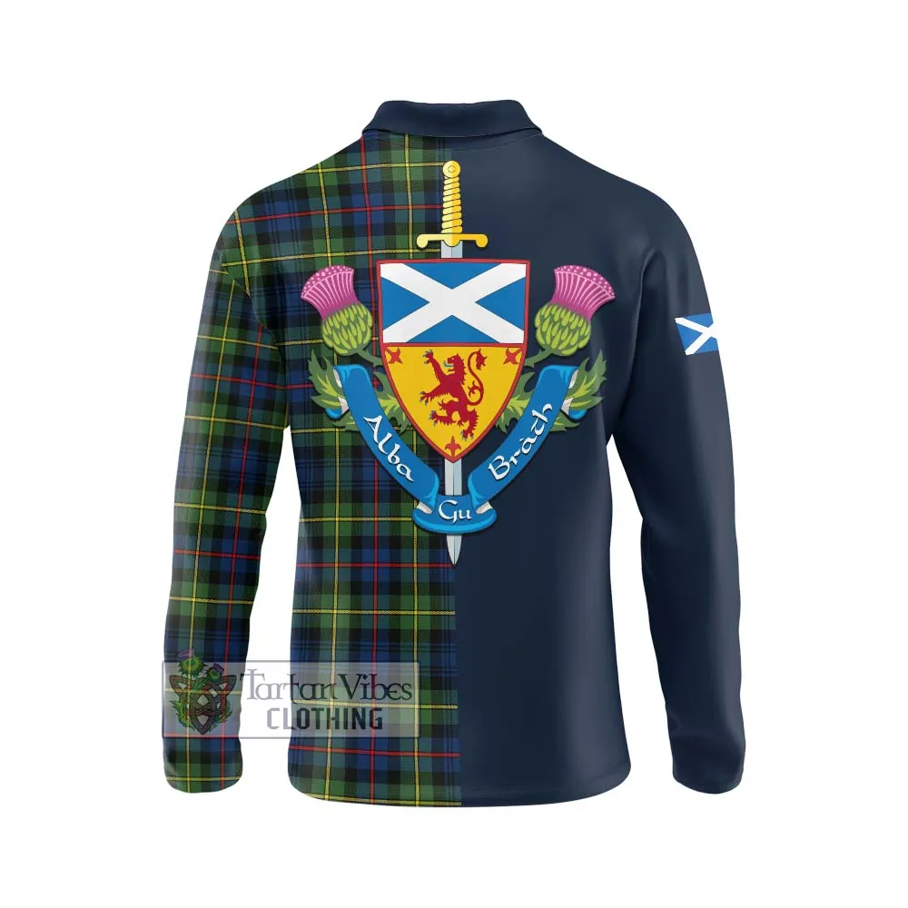 Bailey Modern Tartan Long Sleeve Polo Shirt Alba with Scottish Lion Royal Arm Half Style