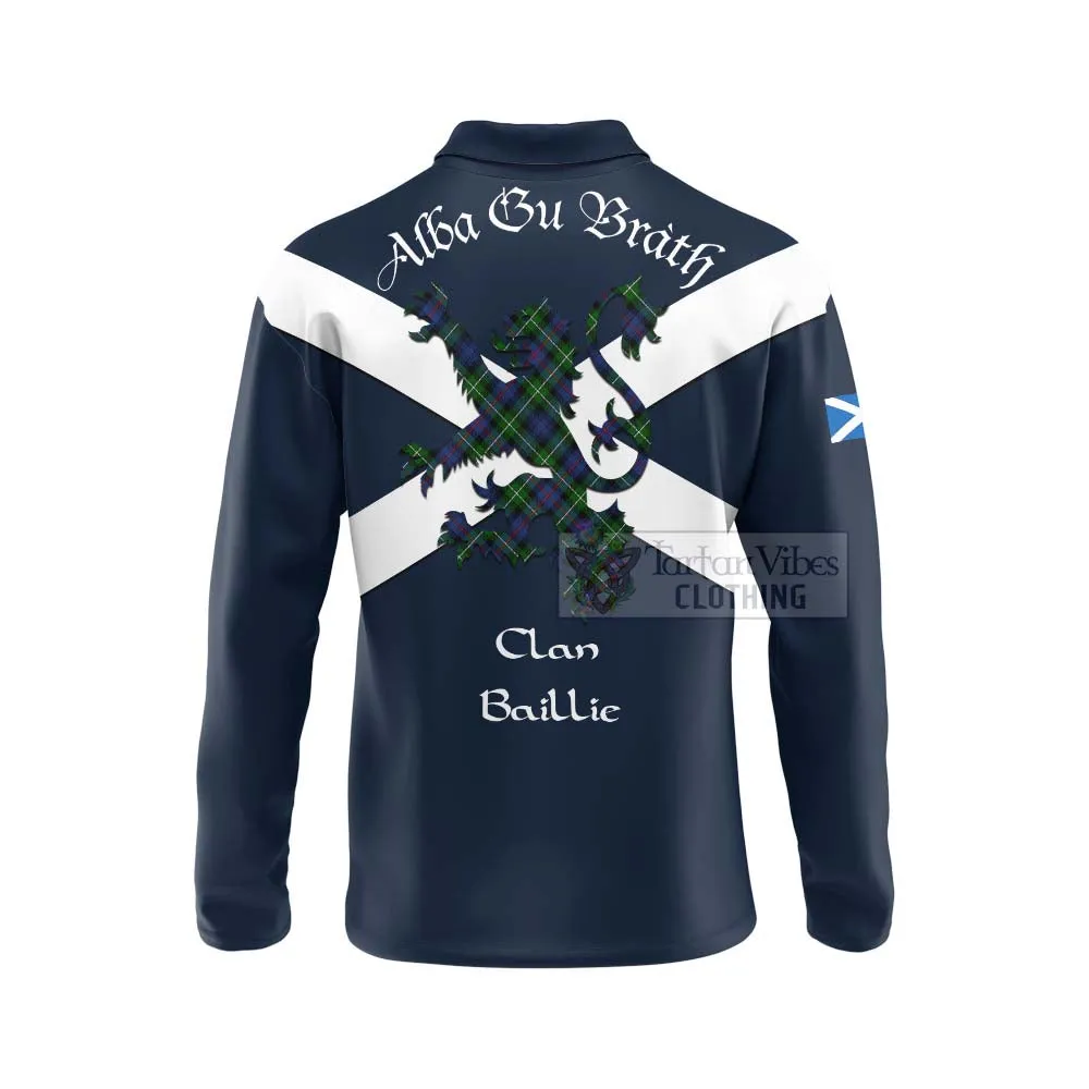 Baillie (Bailey) Tartan Lion Rampant Long Sleeve Polo Shirt  Proudly Display Your Heritage with Alba Gu Brath and Clan Name