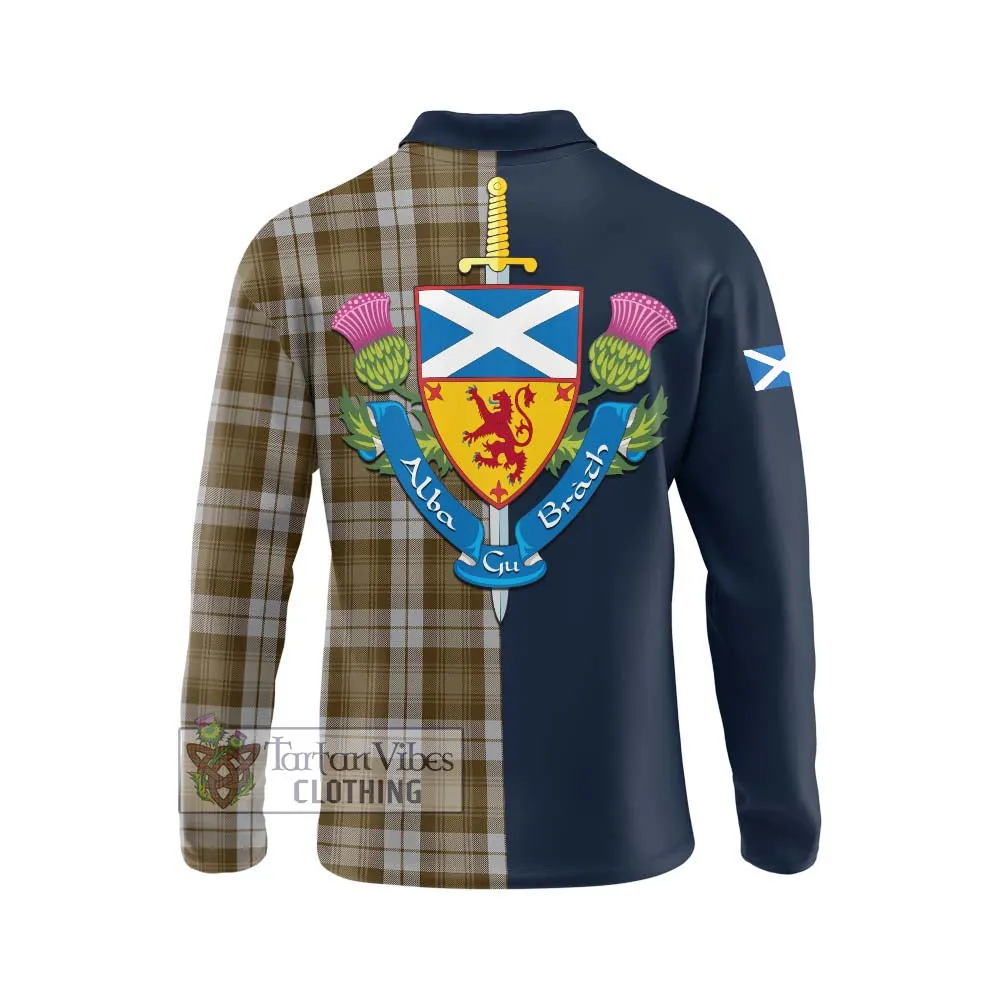 Baillie Dress Tartan Long Sleeve Polo Shirt Alba with Scottish Lion Royal Arm Half Style