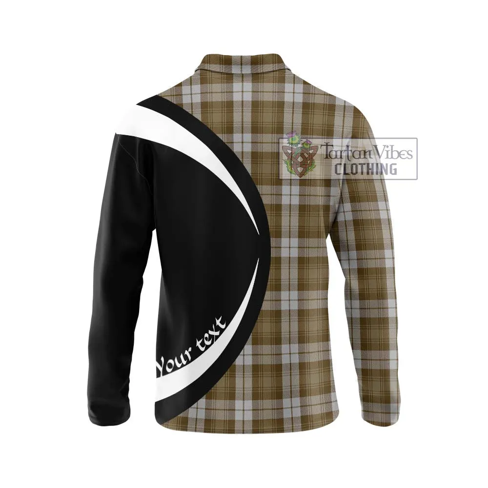 Baillie Dress Tartan Long Sleeve Polo Shirt with Family Crest Circle Style