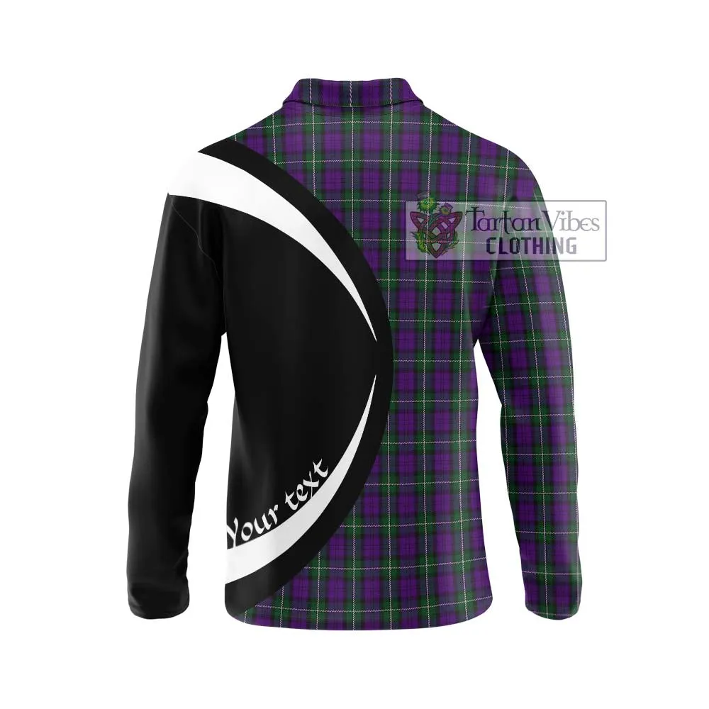 Baillie Highland Society Tartan Long Sleeve Polo Shirt with Family Crest Circle Style