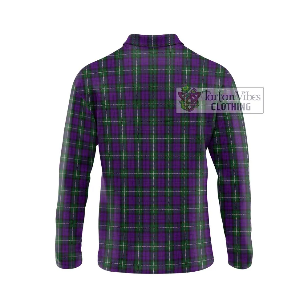 Baillie Highland Society Tartan Long Sleeve Polo Shirt with Family Crest DNA In Me Style
