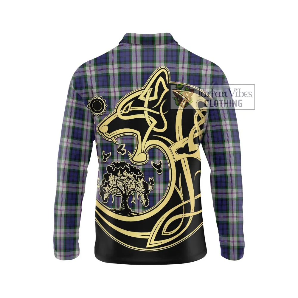 Baird Dress Tartan Long Sleeve Polo Shirt with Family Crest Celtic Wolf Style