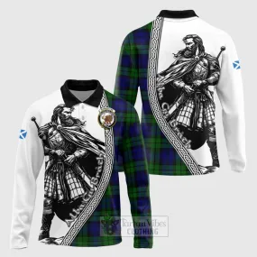 Bannatyne Tartan Clan Crest Long Sleeve Polo Shirt with Highlander Warrior Celtic Style