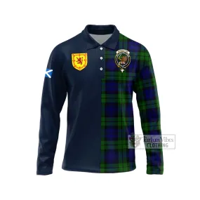 Bannatyne Tartan Long Sleeve Polo Shirt Alba with Scottish Lion Royal Arm Half Style
