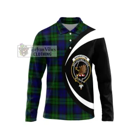 Bannatyne Tartan Long Sleeve Polo Shirt with Family Crest Circle Style