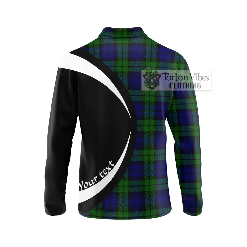 Bannatyne Tartan Long Sleeve Polo Shirt with Family Crest Circle Style