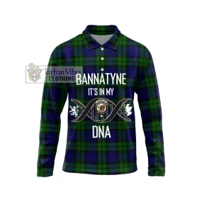 Bannatyne Tartan Long Sleeve Polo Shirt with Family Crest DNA In Me Style