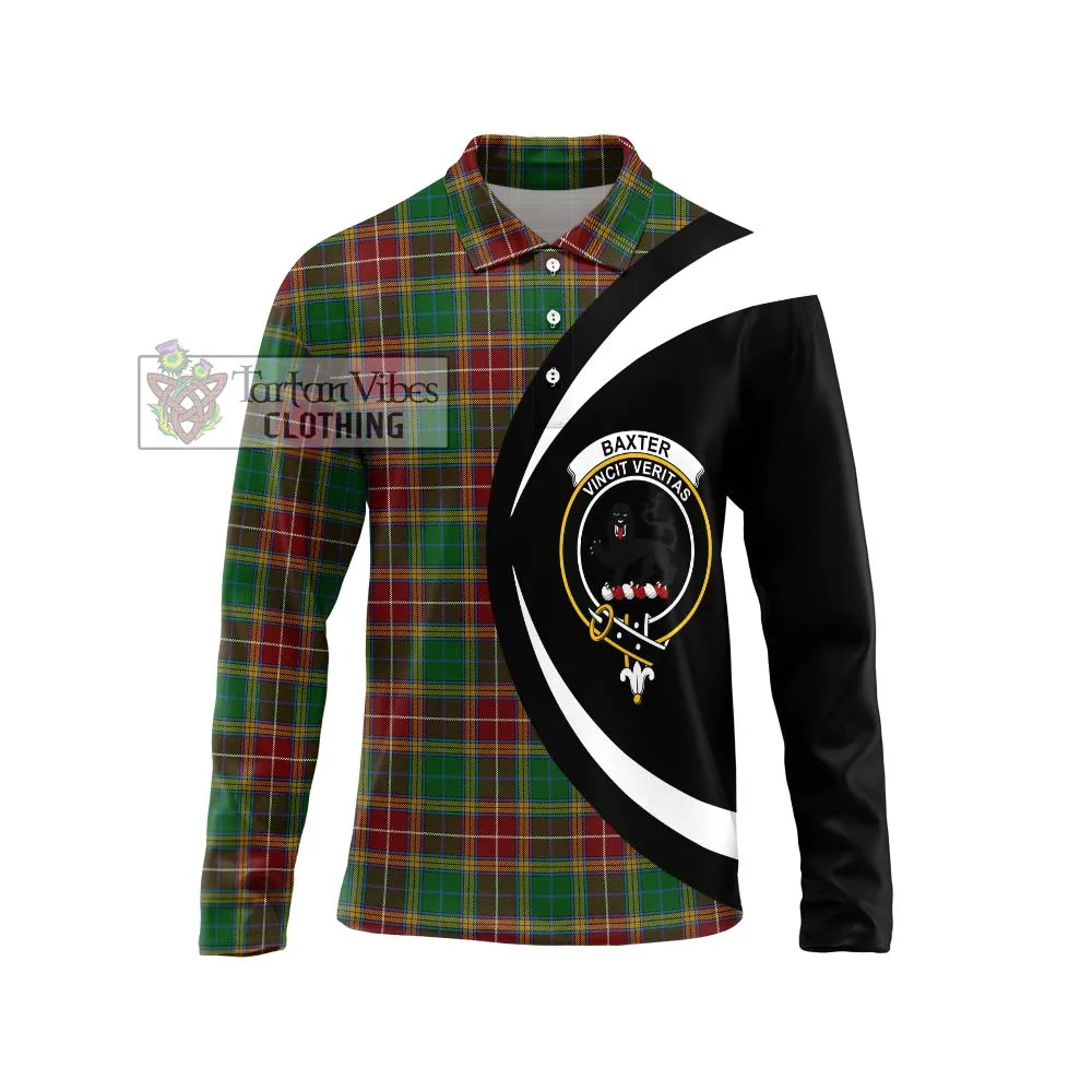 Baxter Tartan Long Sleeve Polo Shirt with Family Crest Circle Style