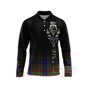 Beattie (Beatty) Tartan Long Sleeve Polo Shirt Featuring Alba Gu Brath Family Crest Celtic Inspired