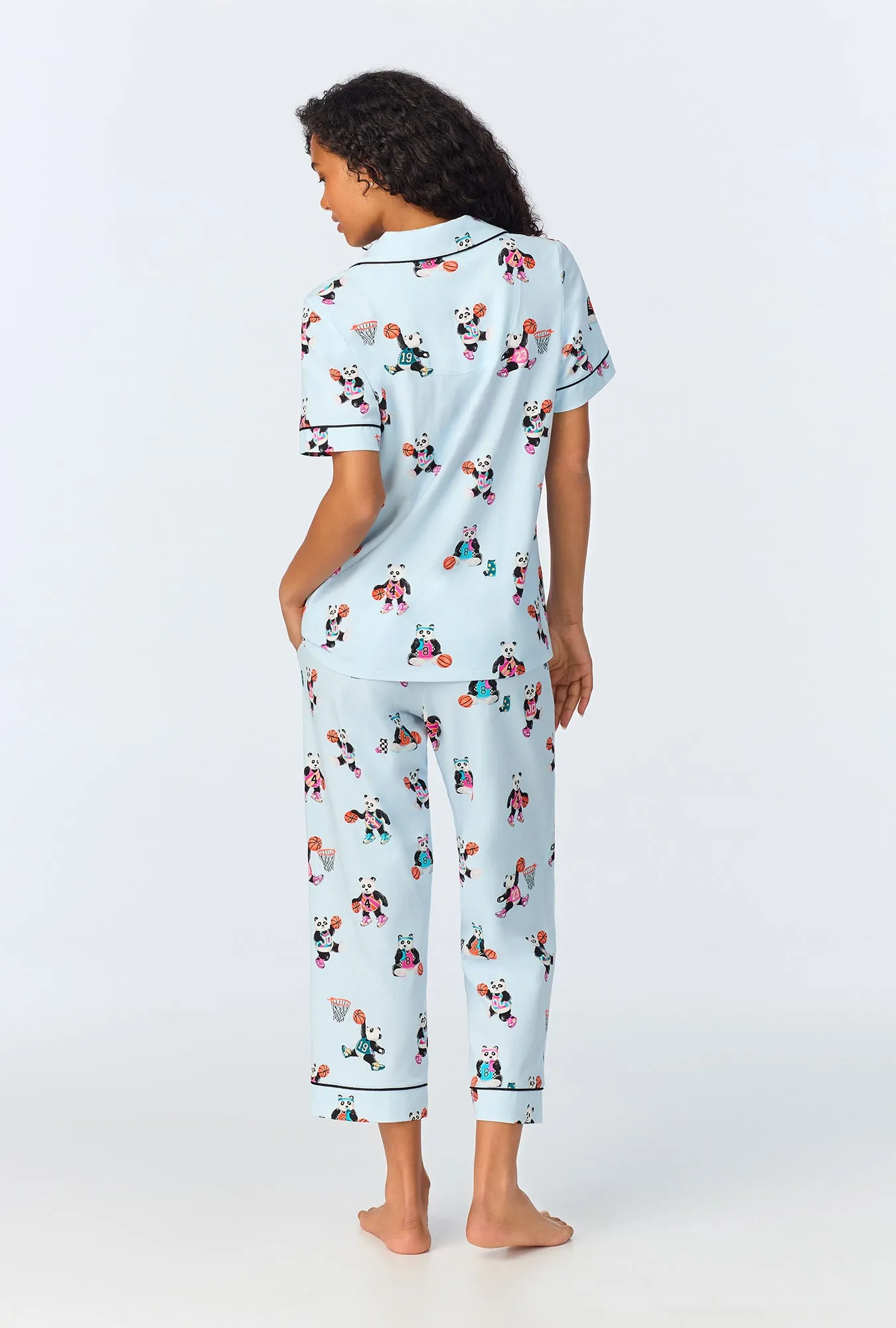 Bedhead x Bronwyn Newport Slam Dunk Short Sleeve Classic Stretch Jersey Cropped PJ Set