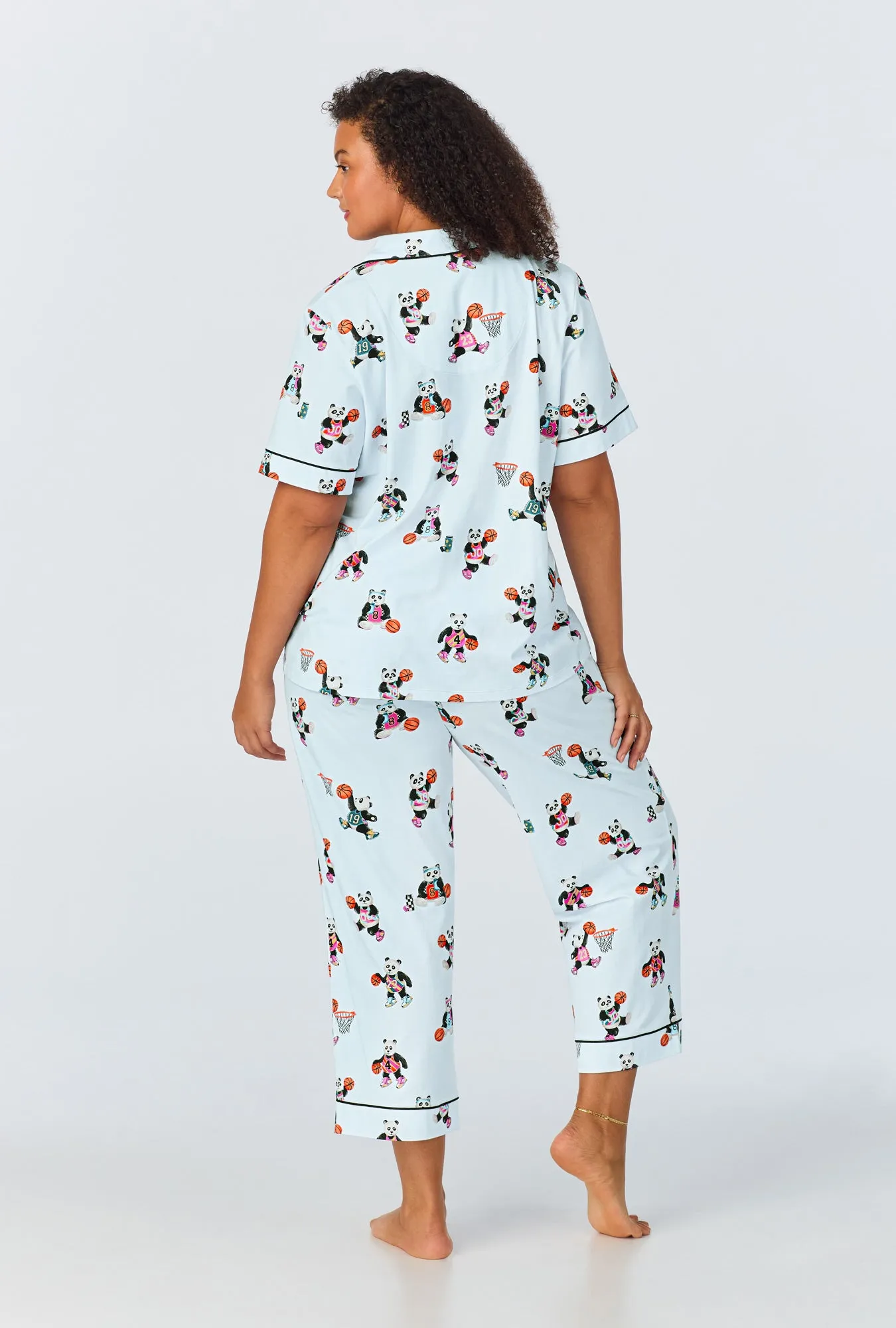 Bedhead x Bronwyn Newport Slam Dunk Short Sleeve Classic Stretch Jersey Cropped PJ Set