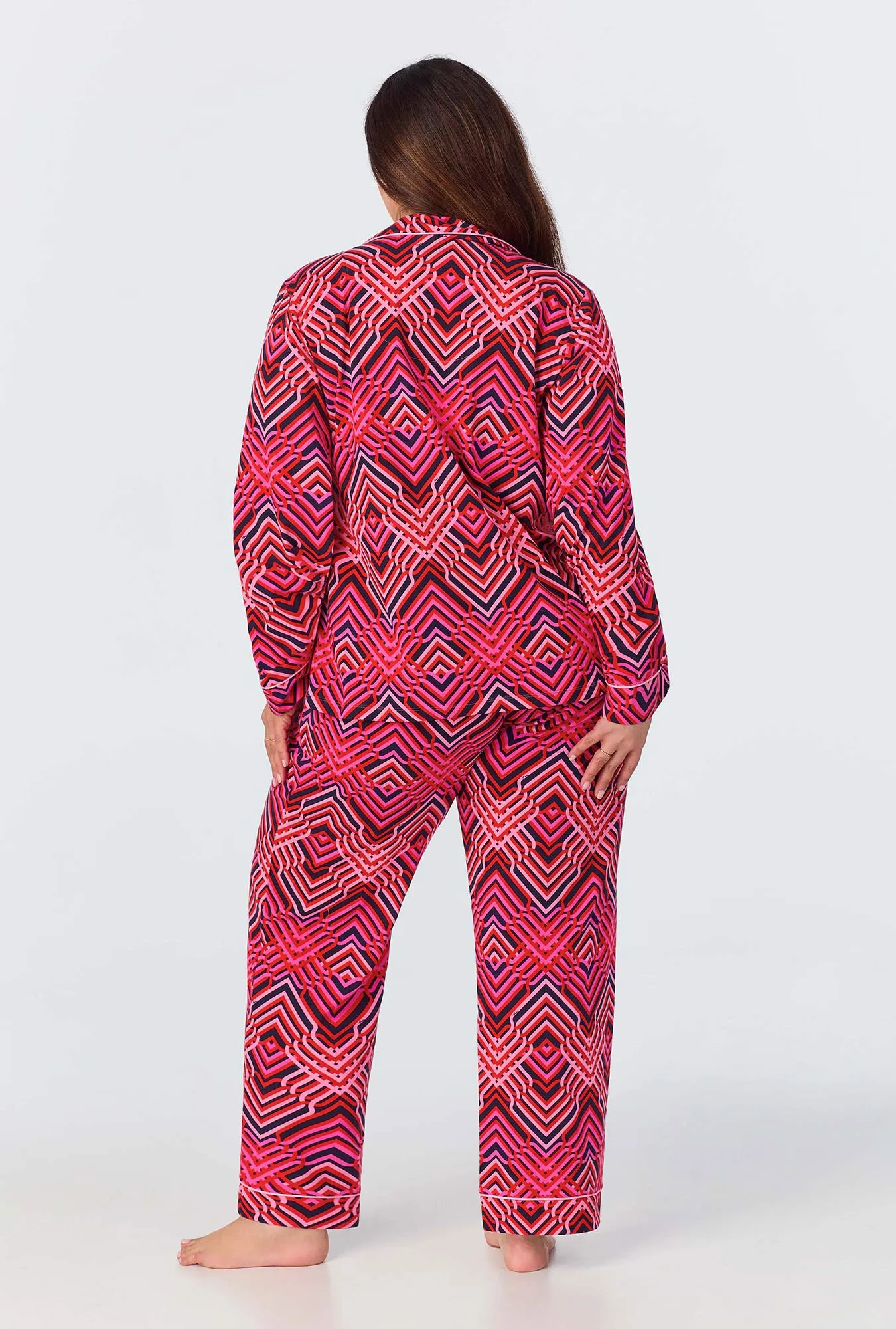 BedHead x Trina Turk Geo Trellis Long Sleeve Classic Stretch Jersey PJ Set