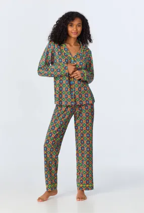 BedHead x Trina Turk Pretty Tiles Long Sleeve Classic Stretch Jersey PJ Set