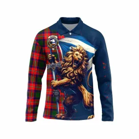 Belshes (Belsches) Tartan Family Crest Long Sleeve Polo Shirt with Scottish Majestic Lion