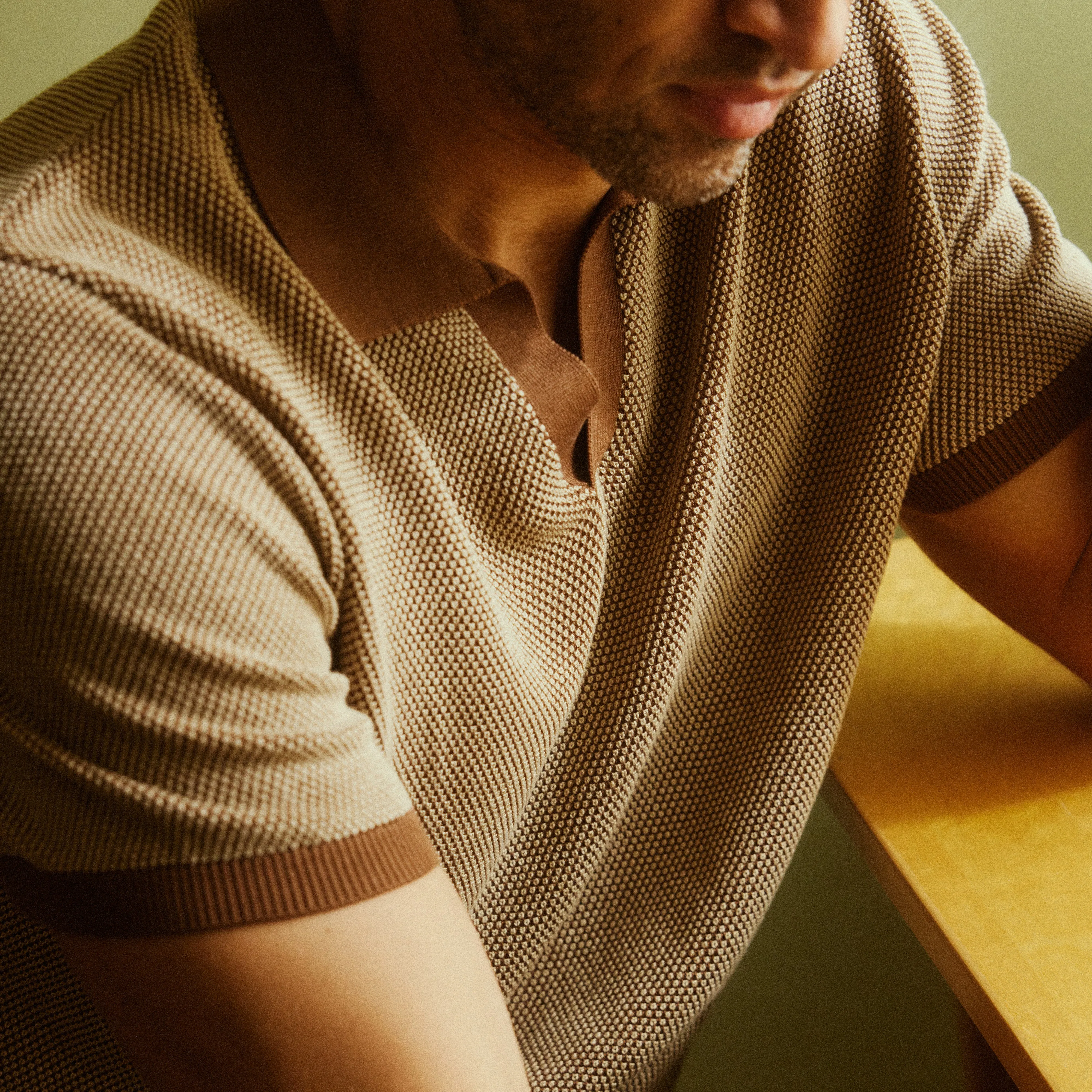 Birdseye Sweater Latte Polo