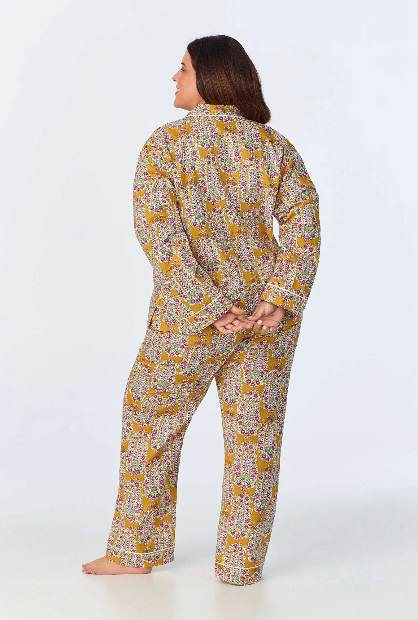 Budding Blooms Long Sleeve Classic Woven Cotton Poplin Long PJ Set