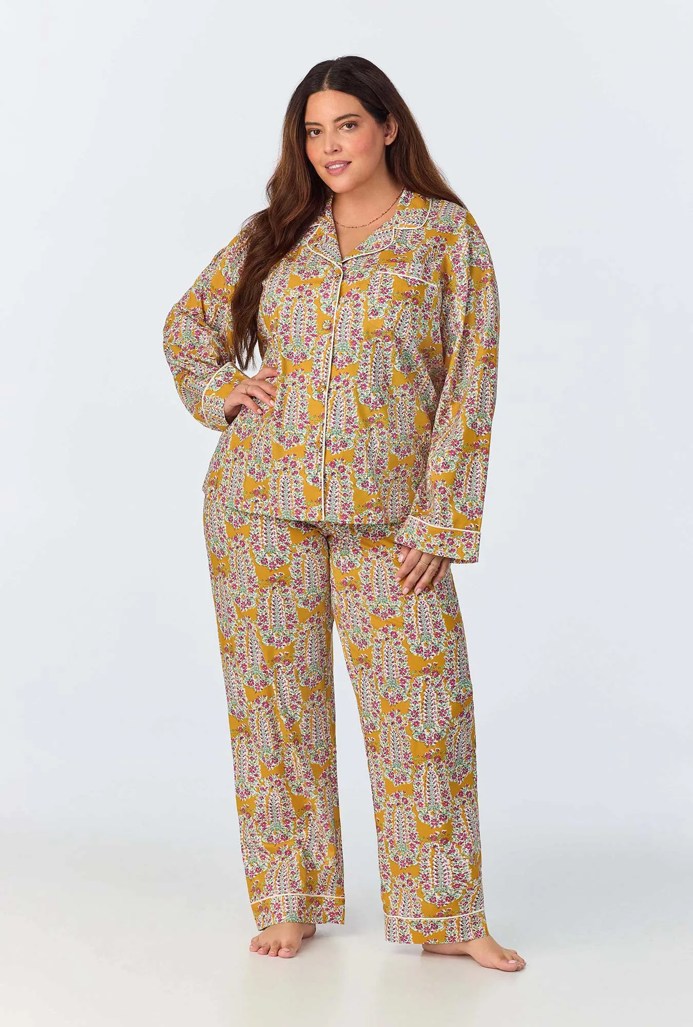 Budding Blooms Long Sleeve Classic Woven Cotton Poplin Long PJ Set