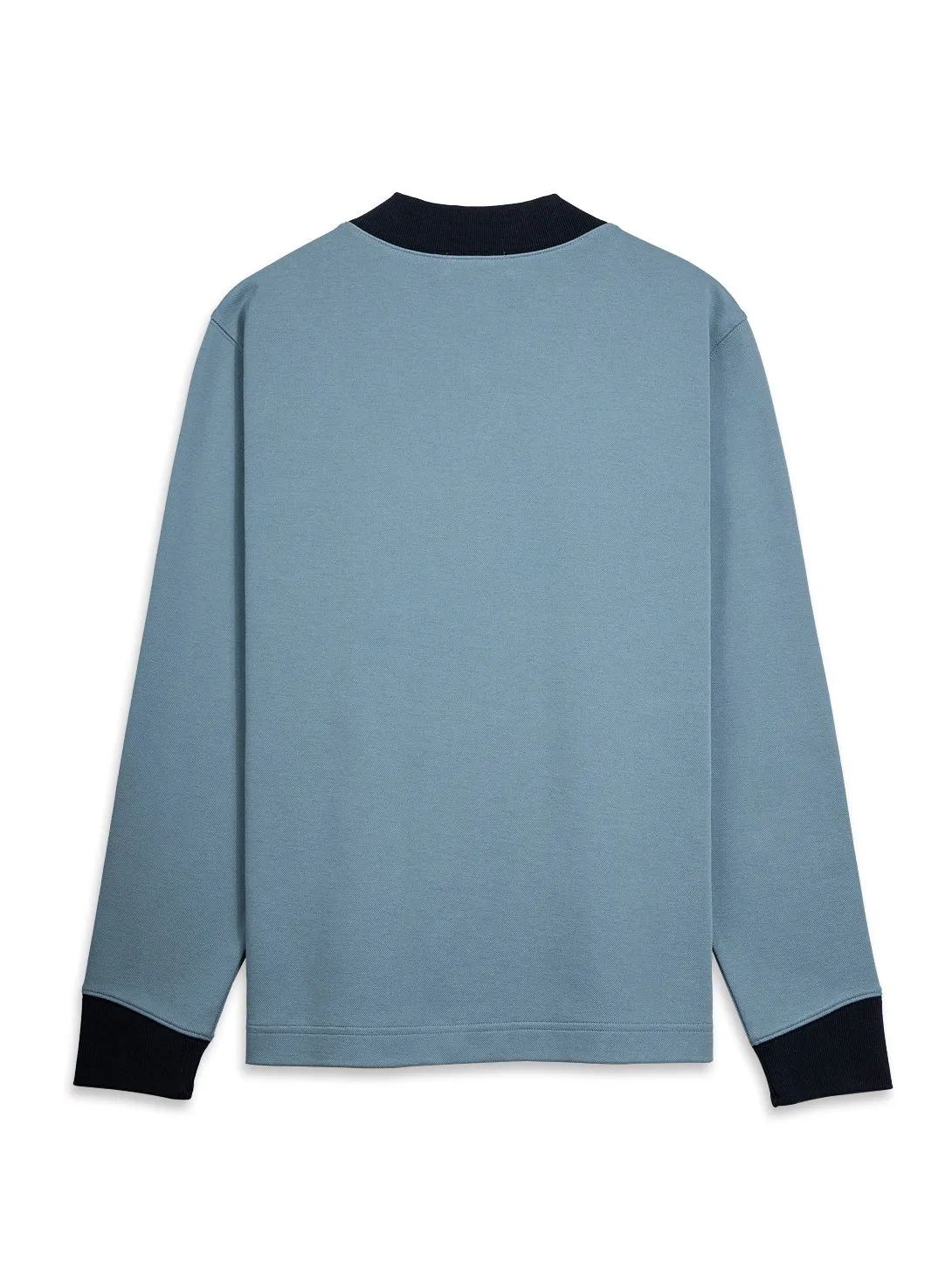 Byron Pique Contrast Cardigan Blue Shadow