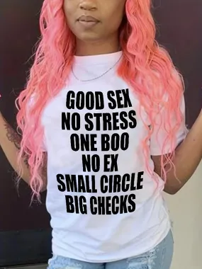 Casual Letter Print Short Sleeve Crew Neck Women's T-shirt