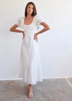 Chloe Maxi Dress Snow White Silver Stripe