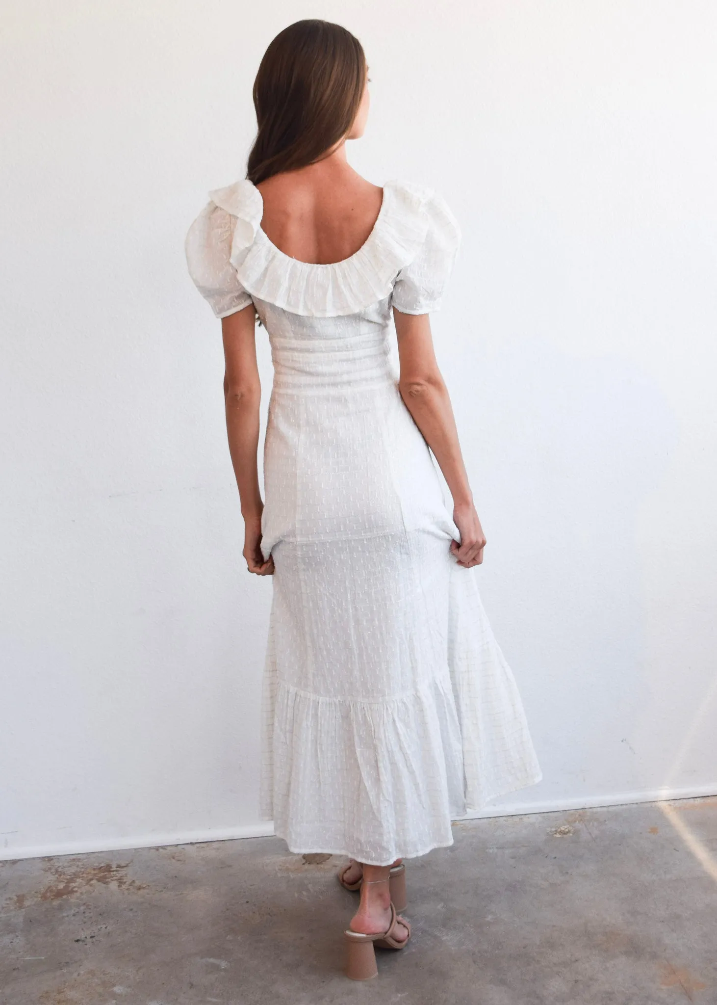 Chloe Maxi Dress Snow White Silver Stripe