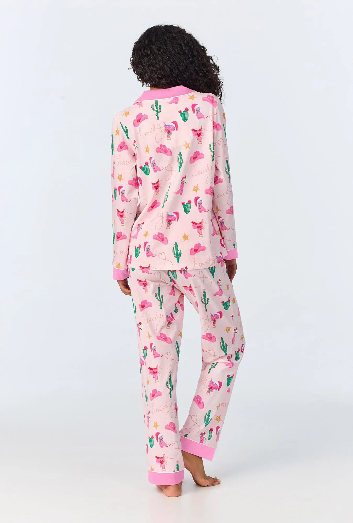 Christmas Cowgirl Long Sleeve Classic Stretch Jersey PJ Set