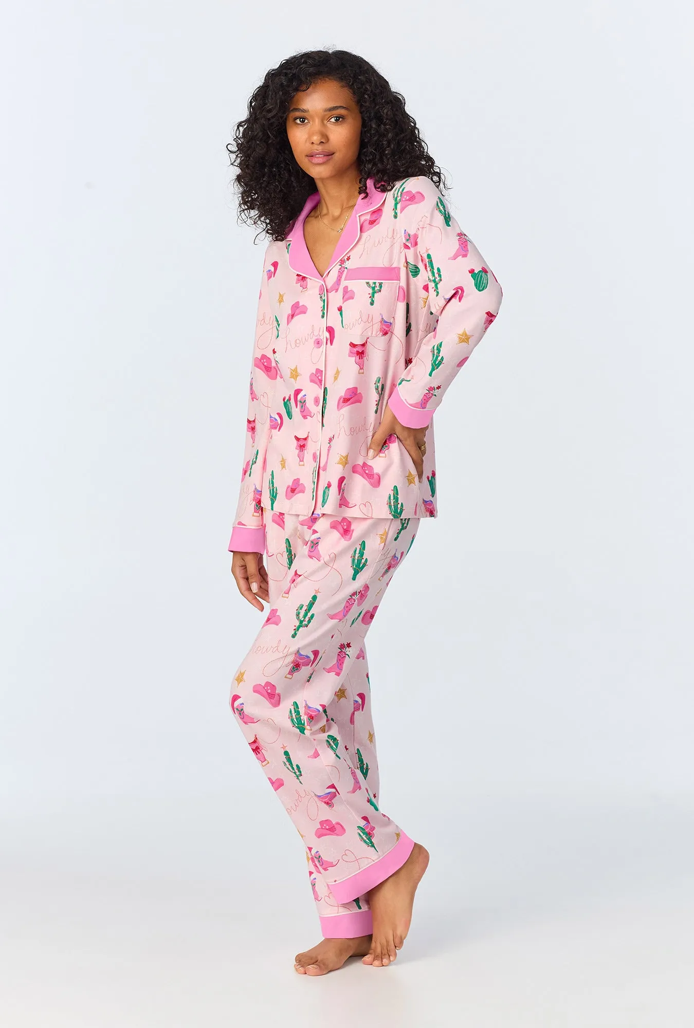 Christmas Cowgirl Long Sleeve Classic Stretch Jersey PJ Set