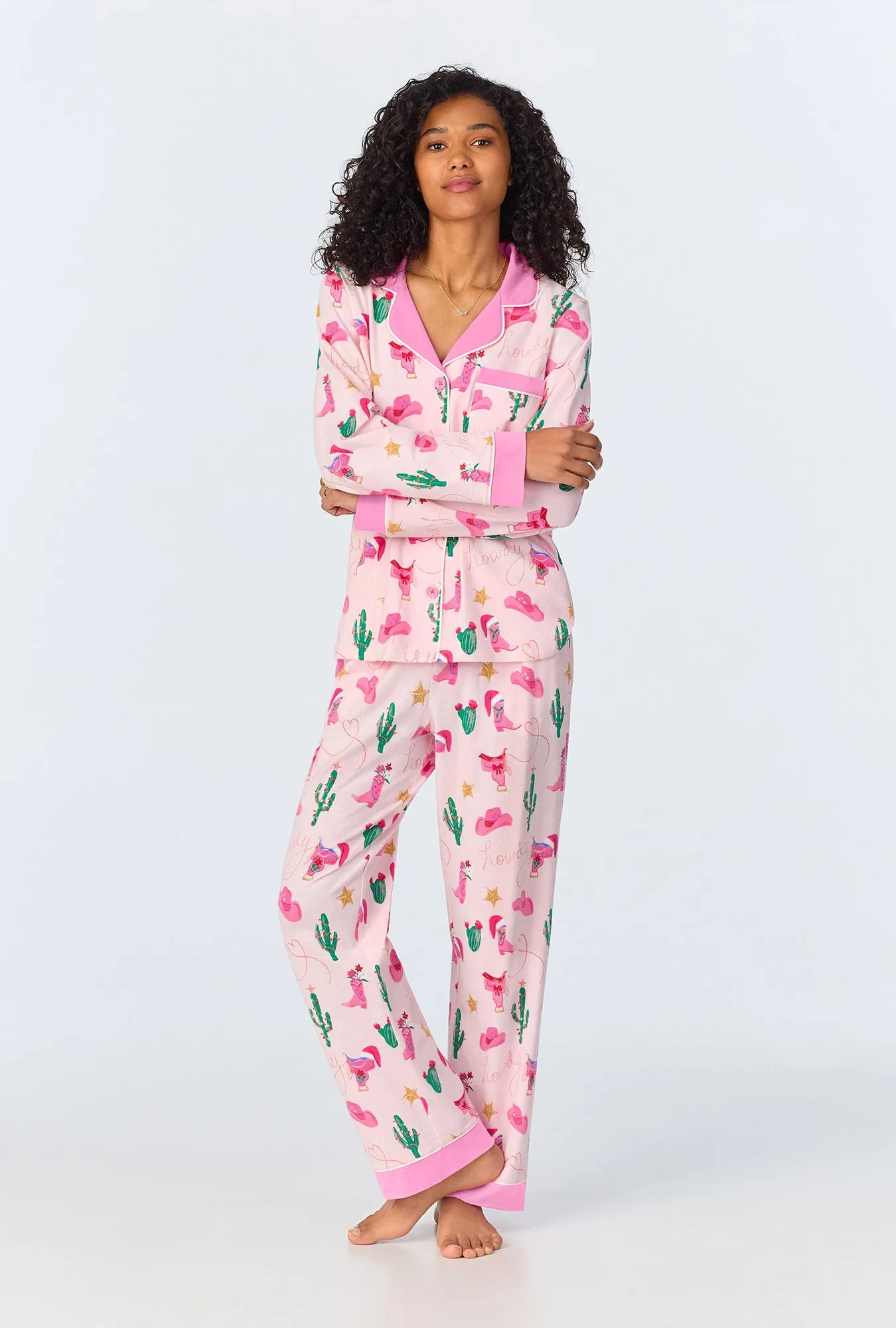 Christmas Cowgirl Long Sleeve Classic Stretch Jersey PJ Set