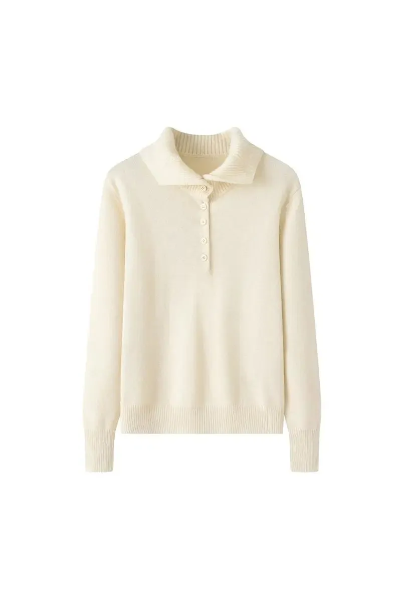 Chunky 100 Cashmere Polo Collar Sweater