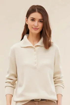 Chunky 100 Cashmere Polo Collar Sweater
