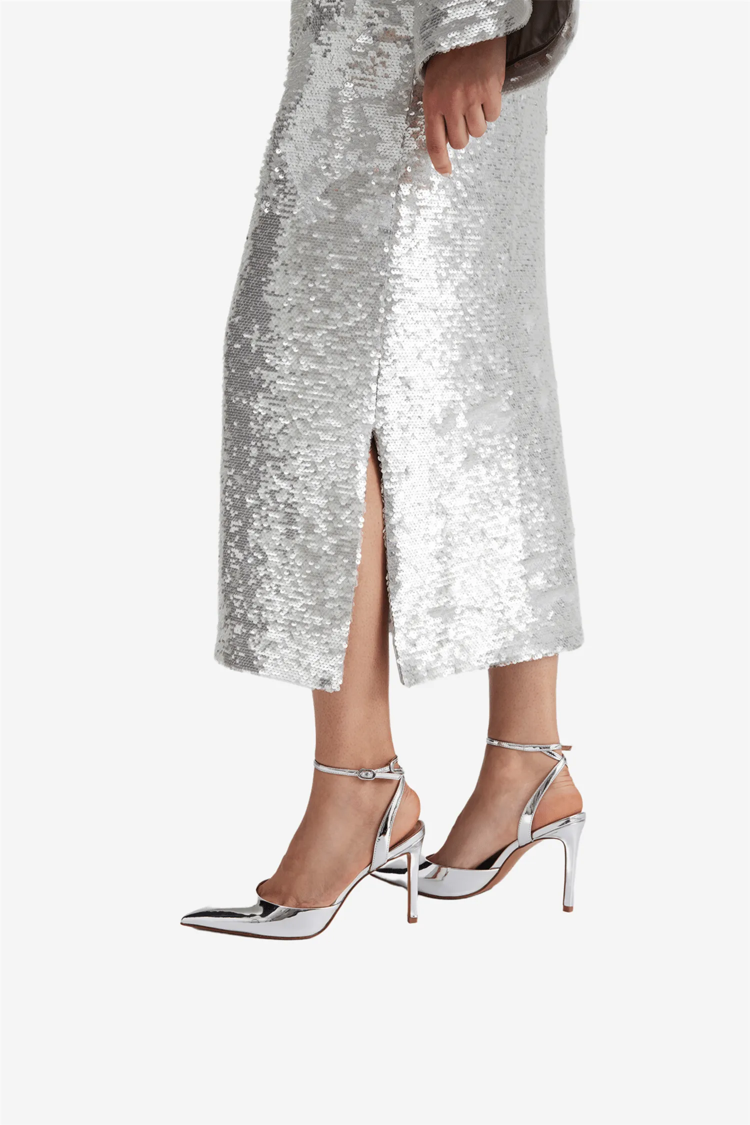 Clarisse Sequin Maxi Skirt Silver