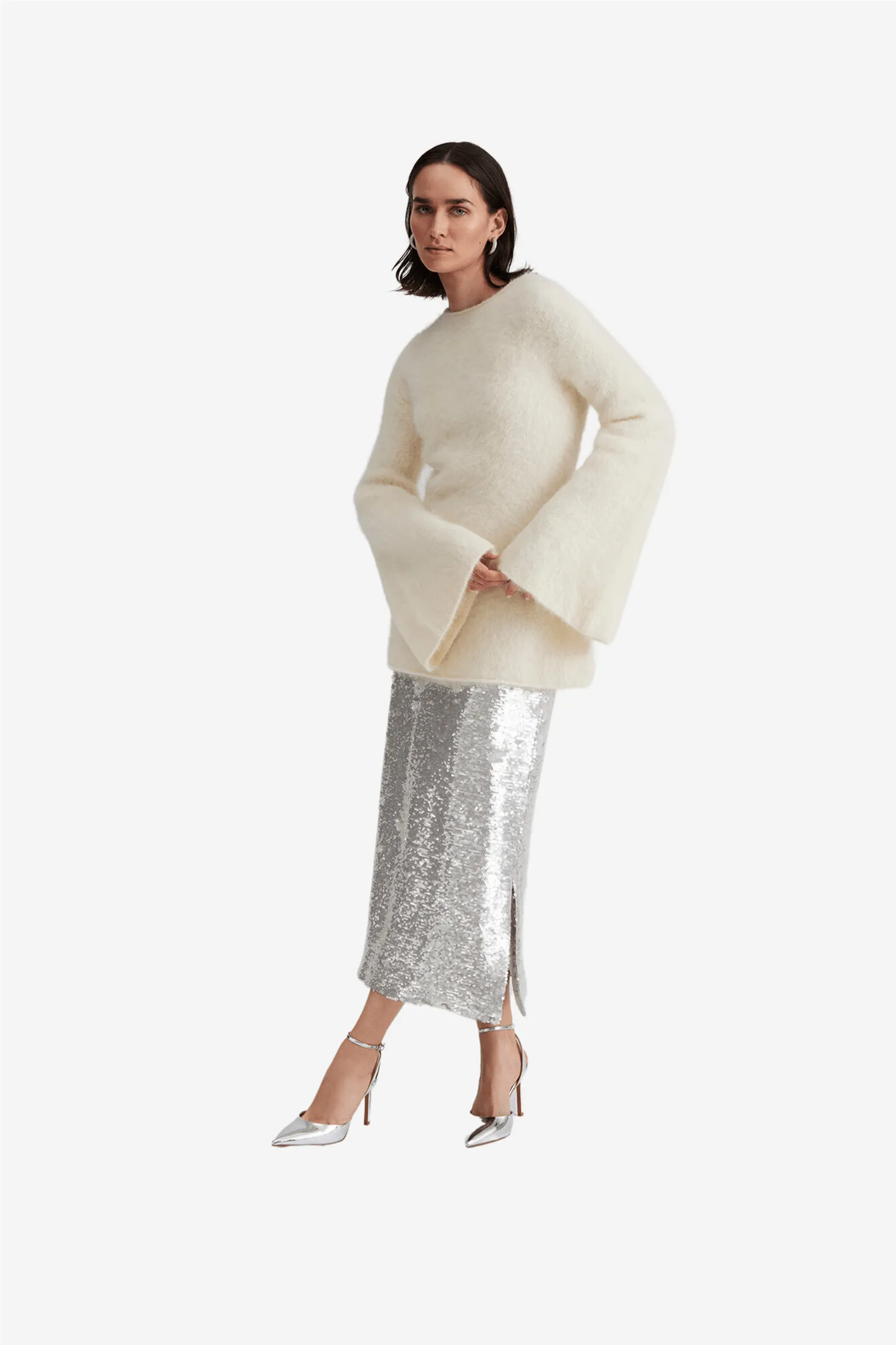 Clarisse Sequin Maxi Skirt Silver