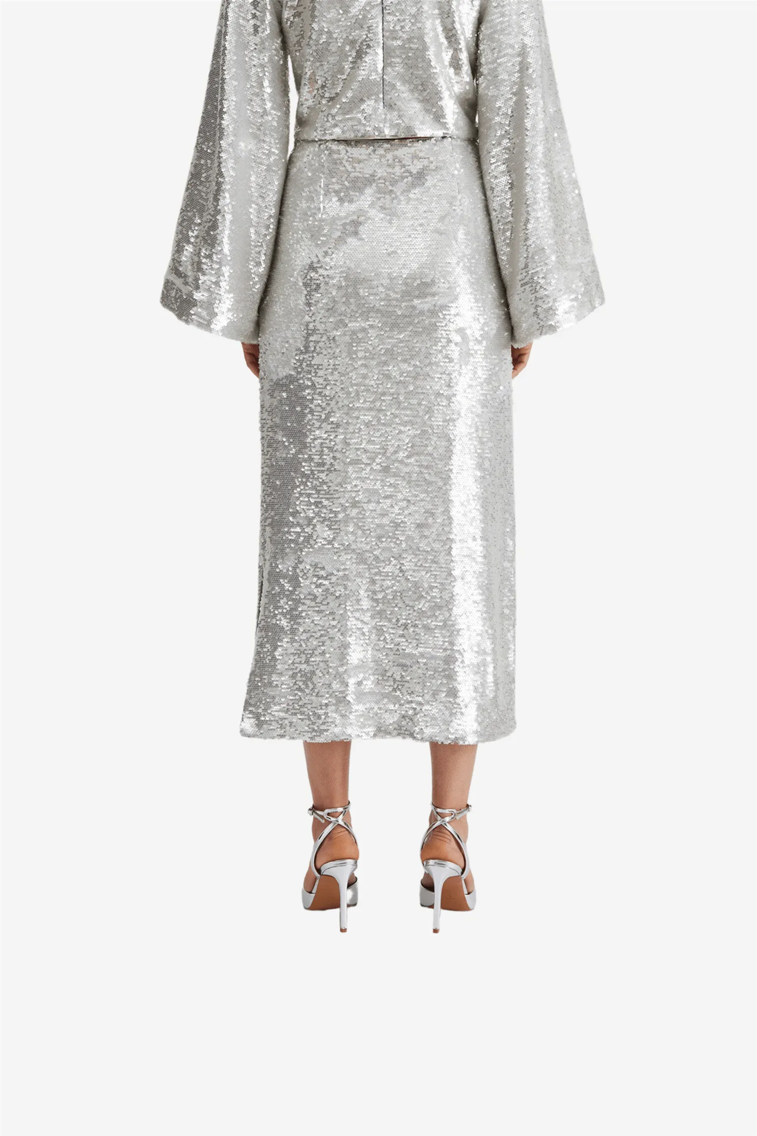 Clarisse Sequin Maxi Skirt Silver