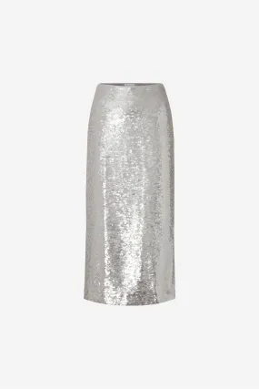 Clarisse Sequin Maxi Skirt Silver