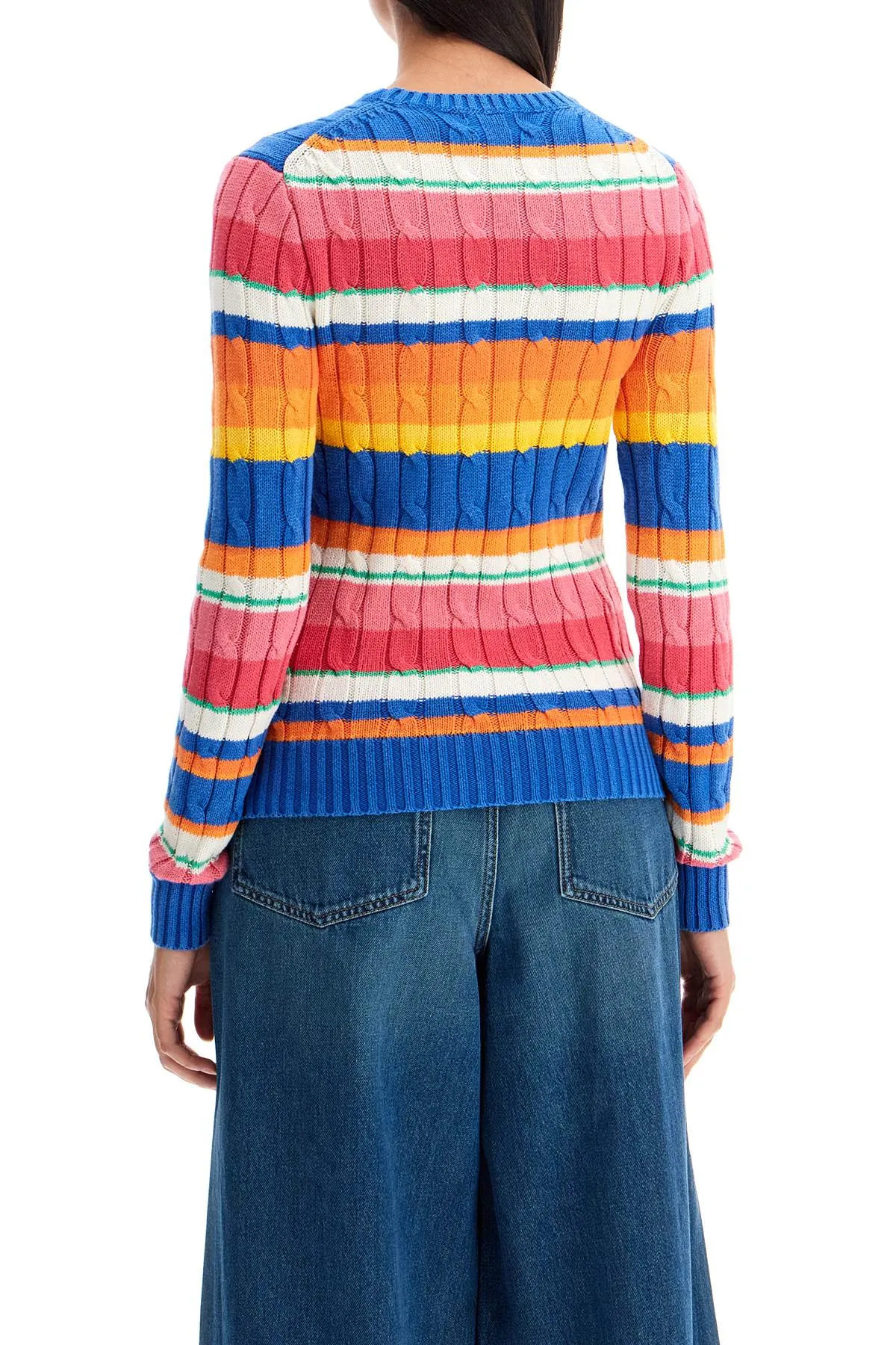 cotton crewneck sweater with braided design