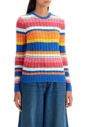 cotton crewneck sweater with braided design