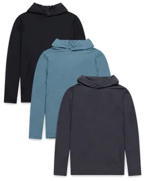 Custom 3 Pack Long Sleeve Hooded Active Tees