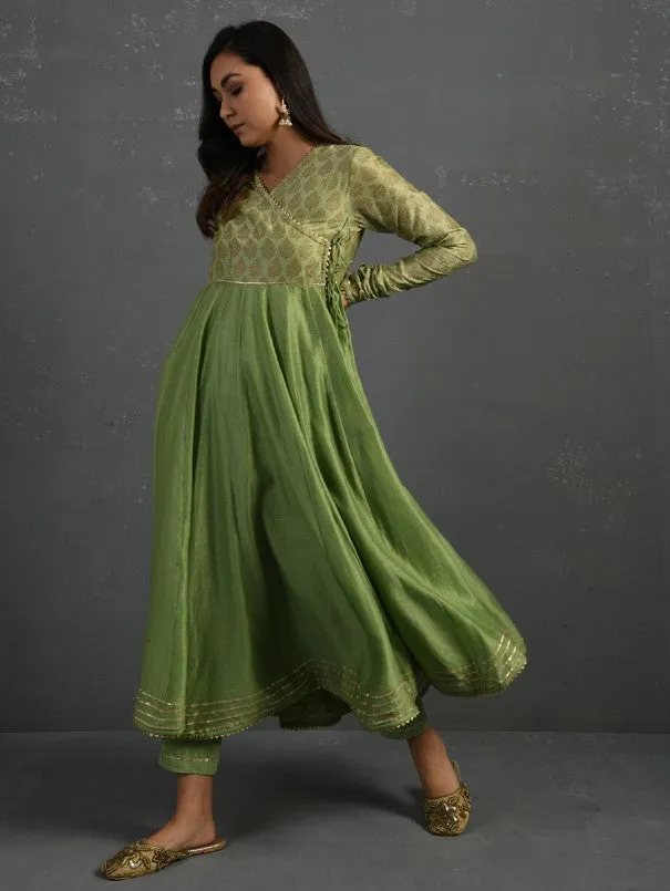 Green Gota Kissed Chanderi Kurta & Pant (Set of 2)